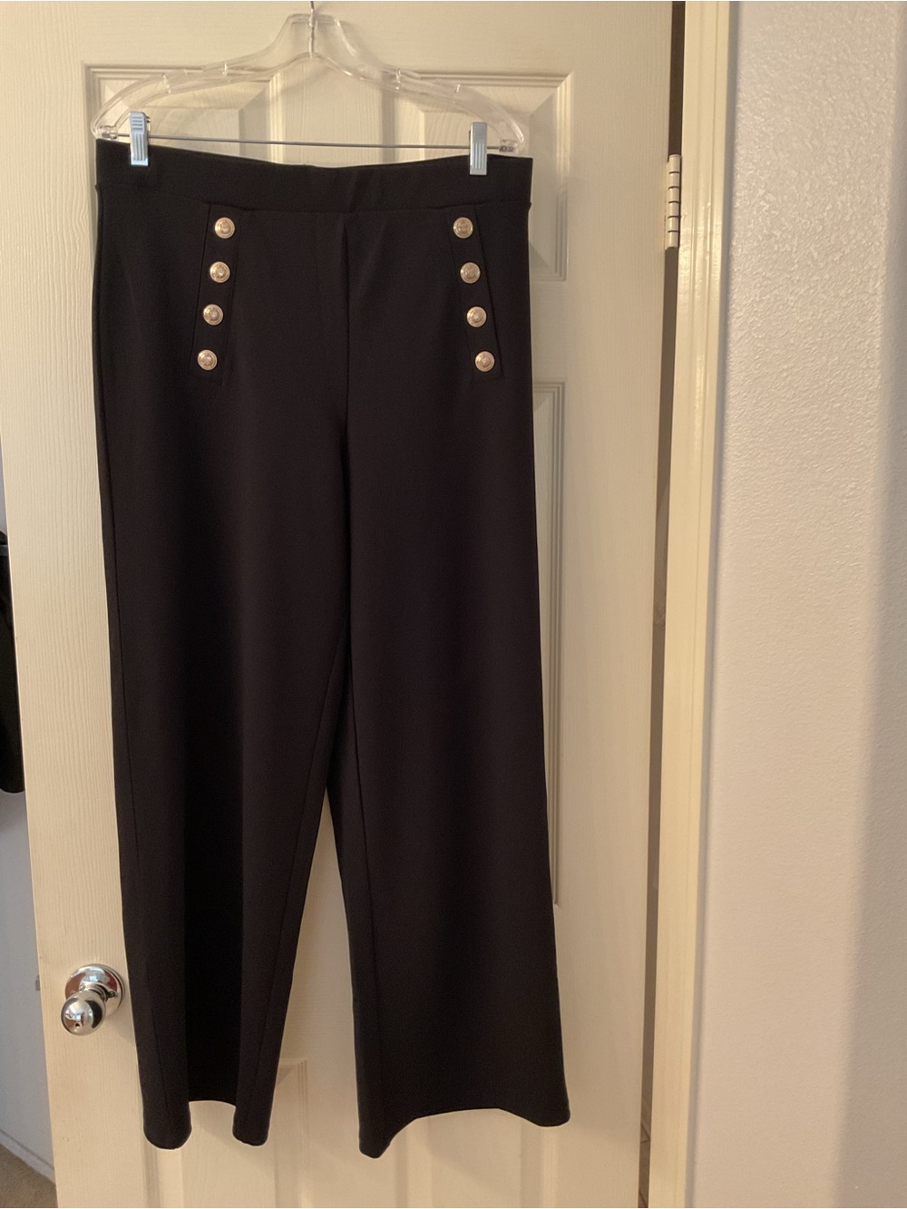 H&M Black Wide-Leg Pants with Gold Buttons
